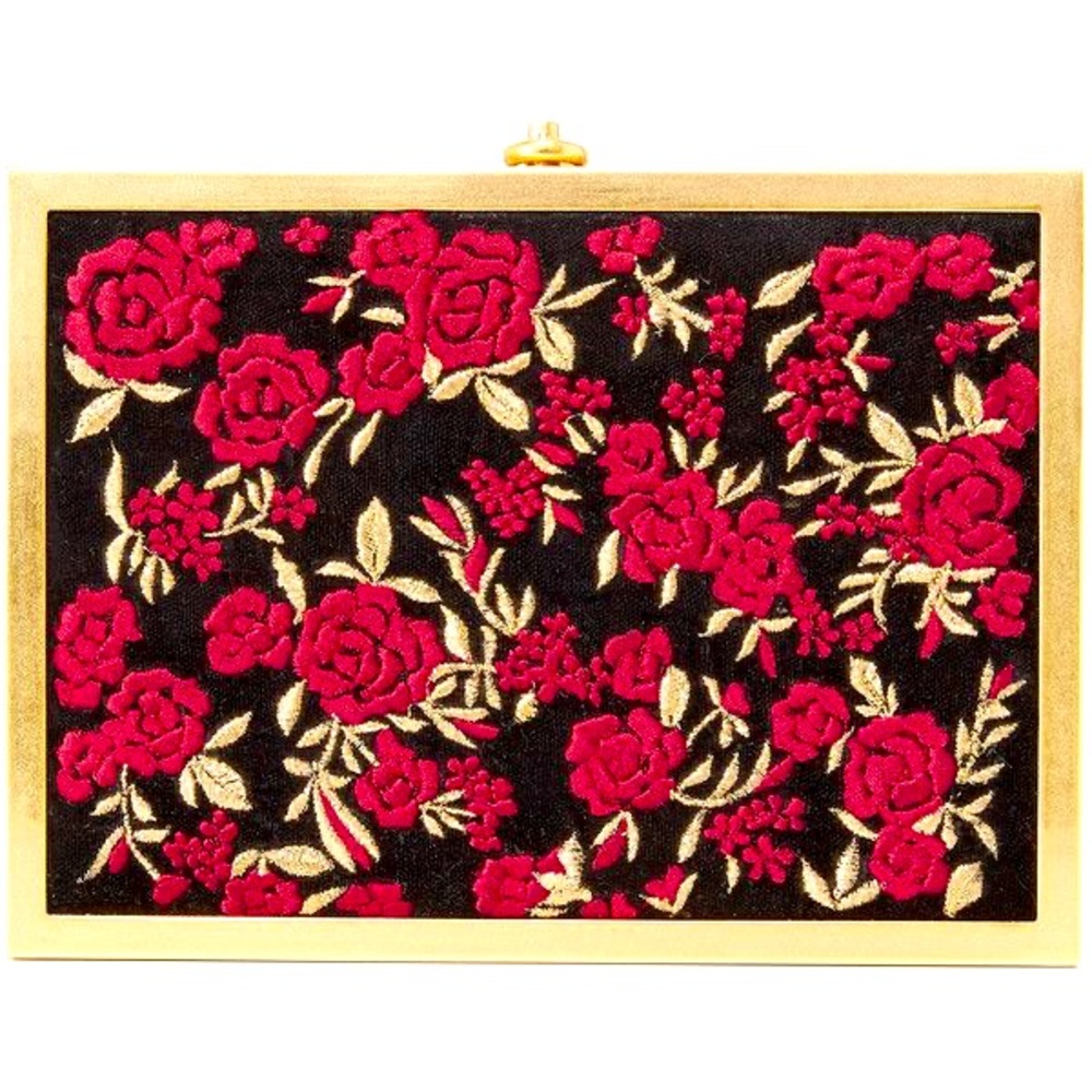 Alice + Olivia Darla Embroidered Box Clutch